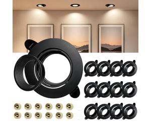 Laiebri 12 x Spot Encastrable GU10 Set, 45° Orientable Cadre Spot LED Encastrable avec Douille GU10, Anti-Éblouissement avec Cache Avant Amovible, Noir Cadre de Spots de Plafond Trou 72-82mm