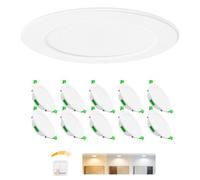 Laiebri Lot de 10 spots encastrés LED 230 V Blanc - Spots de plafond extra plats IP44 - Ø 68-75 mm, 5 W, 500 lm, 2700 K/4000 K/6000 K - Éclairage LED pour salle de bain, salon et cuisine