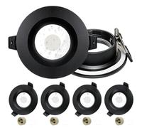 Laiebri Lot de 4 Spot Encastrable GU10 Set, IP65 Aluminium Cadre Spot LED Encastrable avec Douille GU10, Anti-Éblouissement, Noir Rond Cadre de Spots de Plafond Trou 65-75mm pour Extérieur
