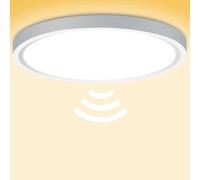 Laiebri Plafonnier LED ultra-plat avec détecteur de mouvement, idéal pour couloir, escalier, cuisine, balcon ou débarras. Lumière blanche neutre 4000K, Ø 300 x 22 mm.