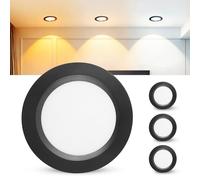 Laiebri Set de 3 Spot LED Encastrable 230V, 3.5W Alu Spots de Plafond 3000K, 4000K, 6000K, 300LM LED Encastrable Plafond Trou 55-58mm et 12mm Extra Plat, IP44 Spot Salle de Bain, Noir