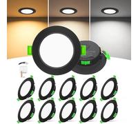 Laiebri Spot LED Encastrable Extra Plat 25mm Lot de 10, 6W, Spots de Plafond Dimmable 3 Intensités Sans Variateur, 2700K 4000K 6000K, IP44 Spot Salle de Bain, Découpe Ø58-68mm 230V, Noir