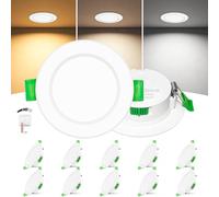 Laiebri Spot LED Encastrable Extra Plat 25mm Lot de 10, 6W, Spots de Plafond Dimmable 3 Intensités Sans Variateur, 2700K 4000K 6000K, IP44 Spot Salle de Bain, Découpe Ø58-68mm 230V, Blanc