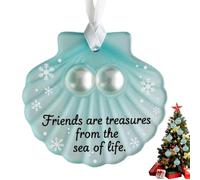 Laimejia Ornement d'amitié en verre de mer en forme de flocon de neige, pendentif d'amitié fait à la main, en forme de flocon de neige, décoration d'art, souvenir, cadeau pour meilleurs amis