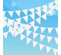 Laipuke 20m Guirlande de Fanions Blancs - Bannière Triangle avec 80 Fanions, Décoration pour Mariage, Fête, Anniversaire, Jardin (20m, Blanc)