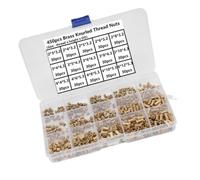 Laiton Jeu D'écrous Moletés Kit de Fixation 450 Pièces, M2-m4 | Coques Plastiques et Pièces Thermoplastiques, Inserts de Pressage à Froid, Couleur Or, Format Compact