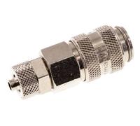Laiton nickelé Coupleur pneumatique DN 5 Douille 4x6 mm Écrou-raccord Double obturation