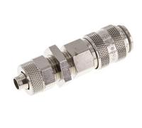 Laiton nickelé Coupleur pneumatique DN 5 Douille 6x8 mm Écrou-raccord Bulkhead Double Shut-Off