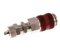 Laiton nickelé DN 5 Red Air Coupling Socket 4x6 mm Union Nut Bulkhead