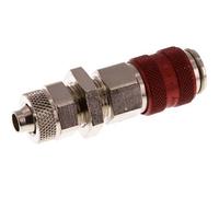 Laiton nickelé DN 5 Red Air Coupling Socket 6x8 mm Union Nut Bulkhead