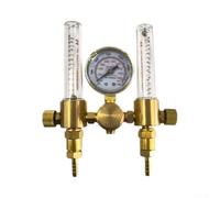 Laiton pour régulateur d'argon à double sortie, réducteur de pression de gaz robuste pour soudage MIG TIG, entrée CGA580 débitmètre 0-60 CFH, sortie de 1,6 cm UNF-18RH avec cannelure de tuyau de 6,35