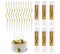LAIVIYA Bougies d'anniversaire 60 pièces longues et élégantes en spirale originales avec support dorées pour gâteaux cupcakes