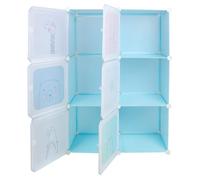 Laizere. Armoire Chambre d'enfant, modulable, 6 Compartiments, Portes, DIY, étagère Animaux, 3 niveaux, bleu, 74*37*110cm