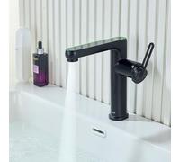 LakeBayMZC Robinet de Salle de bain avec affichage de la température LED,Robinet de lavabo,Mitigeur monocommande pour salle de bain,Noir