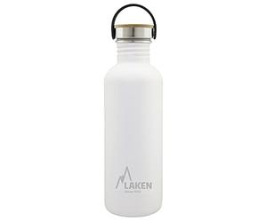 LAKEN Basic Steel Bouteille d'eau en Acier Inoxydable, Gourde pour Enfants et Adultes avec Bouchon en Acier Inoxydable et Bambo