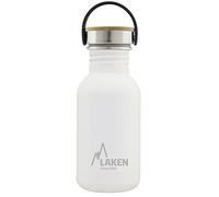 Laken Bot. ac. inox Basic 500ml,tapón acero/bambú - Blanco