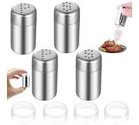 LAKJUOZ Salieres Et Poivrieres En Acier Inoxydable, 4 Pièces Salière Et Poivrière Set, Sel Et Poivre De Table Récipient À Bouteille Pour Maison Cuisine Épices Restaurant Camping
