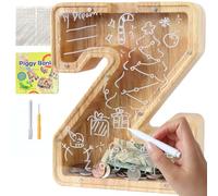 Lakpopya Tirelire Enfant Garcon, Tirelire en Bois Personnalisée | A-Z Lettres Tirelire Personnalisée pour Enfants, Tirelire Transparente pour Cadeaux de Festivals Décoration Souvenir