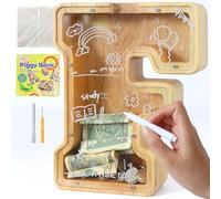 Lakpopya Tirelire Enfant Garcon, Tirelire en Bois Personnalisée | A-Z Lettres Tirelire Personnalisée pour Enfants, Tirelire Transparente pour Cadeaux de Festivals Décoration Souvenir