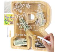 Lakpopya Tirelire Enfant Garcon, Tirelire en Bois Personnalisée | A-Z Lettres Tirelire Personnalisée pour Enfants, Tirelire Transparente pour Cadeaux de Festivals Décoration Souvenir