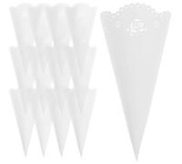 LALADEFIEE 20 Cônes Porte-confettis Lot de 20 Pièces en Papier Blanc Creux Pliables DIY pour Décoration Mariage Classique Vintage pour Fête et Célébration