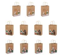 LALADEFIEE 24 pièces Sachet Présents de Noël Paquet Présent en Papier Kraft Poignée Fond Solide Recyclable Lot pour Fêtes de Noël Bonbons