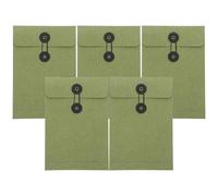 LALADEFIEE 5pièces Enveloppes Kraft Vintage avec Fermeture à Cordons et Bouton Enveloppes pour Cartes Lettres Factures Format Couleur Vert Rétro