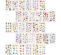 LALADEFIEE 60 Autocollants de Tatouages Éphémères Mignons pour Corps et Visage en Pvc, Décorations Créatives et Étanches, Pack Pratique de 60 Feuilles Colorées