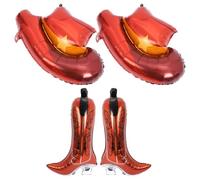 LALADEFIEE Ballons en Aluminium Anniversaire Style Cowboy Marron Lot de 4 Chapeaux et Bottes Gonflables et Décorations de Fête Western pour Photos