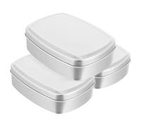 LALADEFIEE Boîte à Savonnette de Voyage en Aluminium Argenté Rectangulaire 3 Pièces avec Couvercle Étanche pour Maison et Transport de Petits Objets
