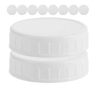 LALADEFIEE Couvercles avec Joints en Silicone en Plastique Blanc Réutilisables 10 Étanchéité Hermétique et Facile à Nettoyer, Lot de 10 Pièces pour Conservation Optimale pour Bocaux