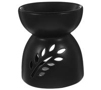 LALADEFIEE Diffuseur de Parfum Maison en Céramique Noir Motif Ajouré, Brûleur à Huile Essentiel Portable et Décoratif pour Yoga et Étude