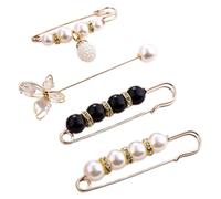 LALADEFIEE Épingle de Sûreté pour Pantalon et Châle 4pcs en Alliage, Clip de Protection Vêtements Élégant pour Soirée et Bureau