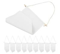 LALADEFIEE Fanion en tissu naturel pour sublimation, lot de 10 bannière suspendue avec support bois, idéal pour présentation d'épingles et décoration chambre garçon ou fille