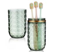 LALADEFIEE Gobelet de Voyage Double Fonction Vert en Pet pour Brosse à Dents et Bain de Bouche et Design Unique pour Rangement de Dentifrice