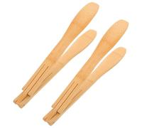 LALADEFIEE Lot de 2 Pinces Cuisine en Bambou Réutilisables pour Saisir le Toast et Bacon, Accessoires Naturels et Élégants pour Préparation de Petit-déjeuner et Salade