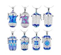 LALADEFIEE Pendentif Diffuseur d'Huile Essentiel en Alliage de Cuivre Creux Étui Carré Ouvrant pour Aromathérapie Porte-Boule à Parfum DIY Couleur Bleue Accessoire Bijoux Femme