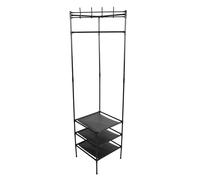LALADEFIEE Portant à Vêtements à Pied 3 Niveaux en Fer Noir avec Crochets, Robuste et Pratique pour Chambre ou Salon, Design Simple et Élégant