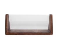 LALADEFIEE Porte-nom de Table en Acrylique, Plaque de Réunion V, Base en Bois Marron, Double Face, Autoportant, sans Outil, pour Réunions D'affaires