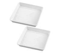 LALADEFIEE Soucoupes Carrées en Plastique Blanc 40 CM, Lot de 2, Récupérateur d'eau pour Pots de Fleurs et Plantes d'Intérieur