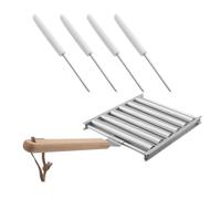 LALADEFIEE Support de Barbecue Extérieur Facile à Transporter et Poignée en Bois en Acier Inoxydable avec Design Détachable, Roulettes Pratiques et Nettoyer, pour Grillades en Plein Air