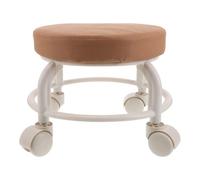 LALADEFIEE Tabouret Roulant Rond en PU avec roulettes Pivotantes 360° pour Salon et Spa, Siège Bas Moderne avec Structure Robuste et Design Chic Marron