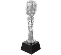 LALADEFIEE Trophée de Chant en Résine Microphone Imitation Argenté pour Concours Garçon et Filles, Décoration Musicale et Souvenir de Compétition