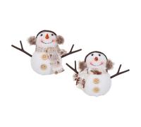 LALAFINA 2 Pièces Pendentif Bonhomme de Neige Lumineux de Noël en Peluche Batterie Bouton, Décoration Facile à Suspendre pour Étagère et Décor Festif de Noël