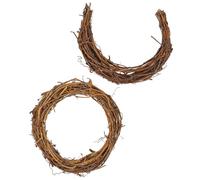 LALAFINA 2pcs Couronne en Rotin Soi-même Forme Lune et Ronde, Décor Rustique pour Fête de Noël et Décoration Intérieure, Matériaux Artisanaux