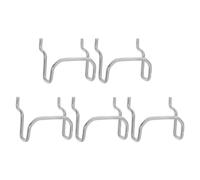 LALAFINA 5 Pièces Crochets Métalliques en Acier Inoxydable pour Panneau Perforé, Design Double Épaisseur, Crochet Incurvé Ergonomique, pour Organisation Atelier et Rangement Outils