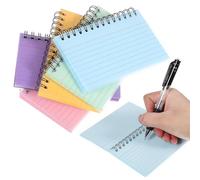 LALAFINA 5 Pièces Petit Carnet de Note à Spirale, Lignes Horizontales | Couverture Transparente, Anneaux Métalliques, Papier sans Bavure, pour Étudiants, Enseignants, Listes, Fiches