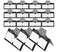 LALAFINA 50 Cartes de Table Délicates en Papier Noir Motif Dentelle, Marque-place de Mariage Élégant pour Décoration de Table Lors de Fêtes et Réceptions