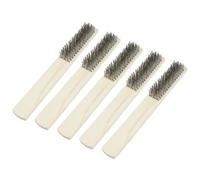 LALAFINA Brosses de Nettoyage Finition Usinée Lisse Lot de 5 en Métal en Acier Inoxydable Manche en Bois Brosses Antirouille pour Décapage et Nettoyage de Surface