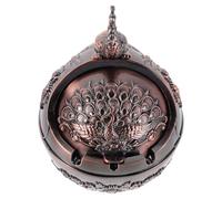 LALAFINA Cendrier Cendrier Multifonction en Alliage de Zinc Vintage Facile à Nettoyer Marron avec Couvercle Coupe-Vent pour Terrasse ou Intérieur Élégant